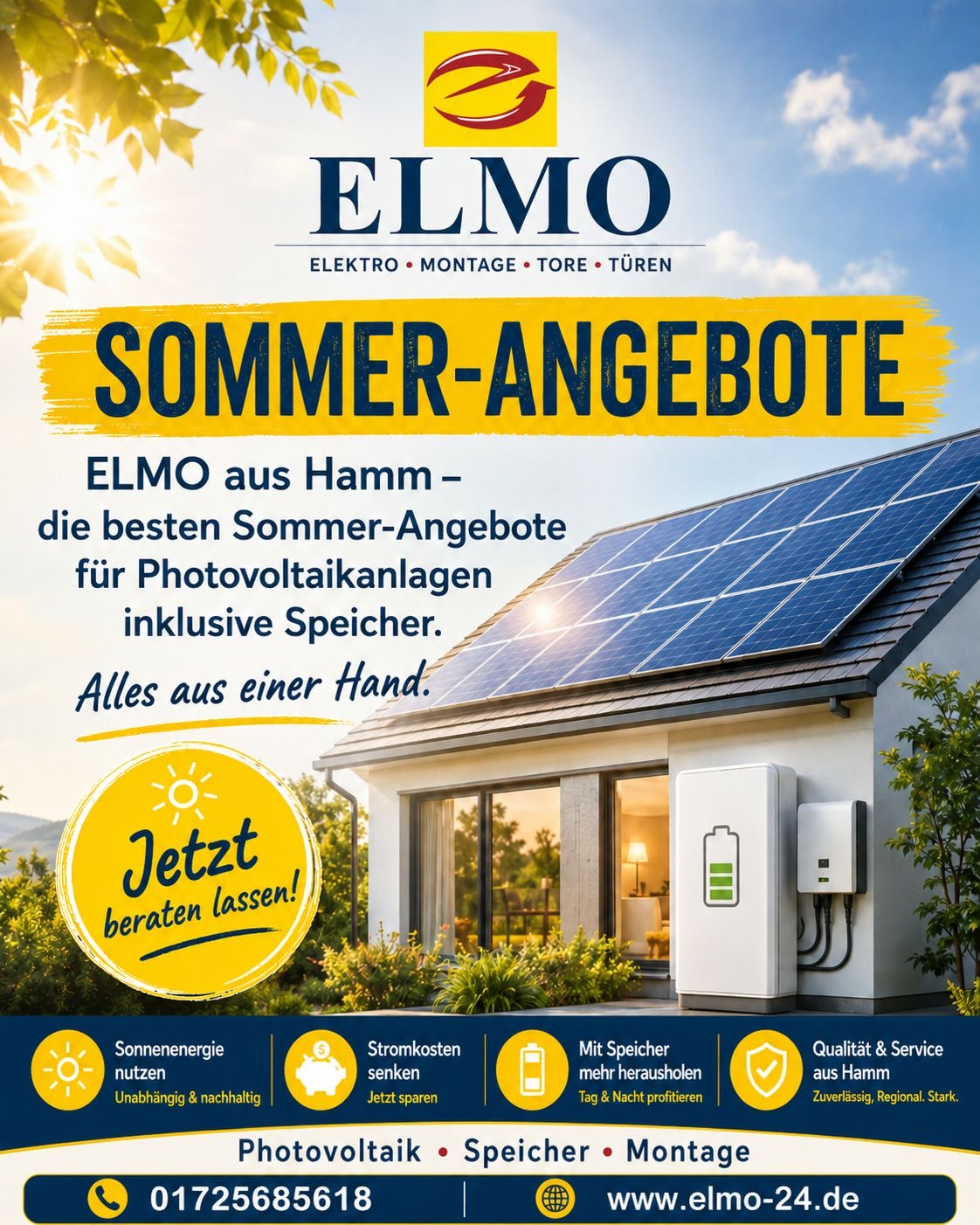 ELMO Sommer-Angebote – Photovoltaikanlage mit Speicher
